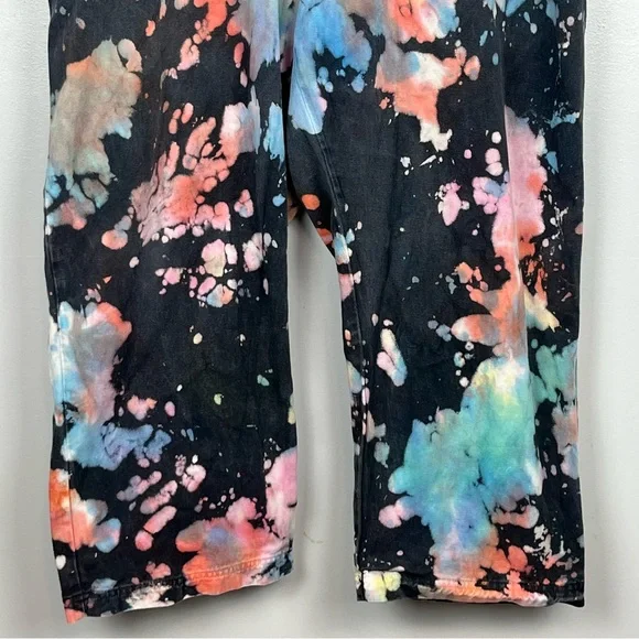 Big Bud Press Rainbow Magic Waters bleach tie dye denim Work Pants, 2XL petite. - Picture 5 of 14